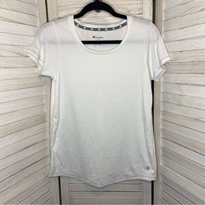 Champion Solid White Activewear Short Sleeve Top Sz M